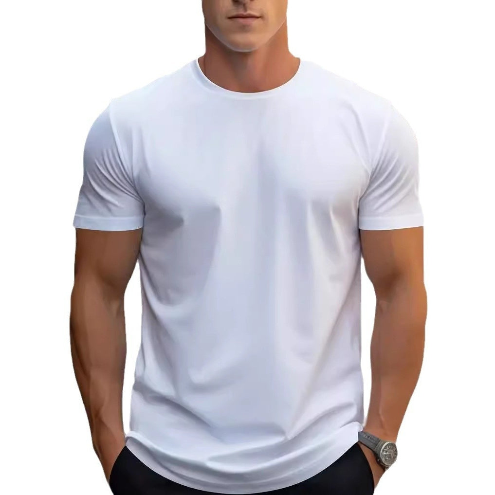 Short-sleeved T-shirt Men's Solid Color Inner Pure White Pure Black