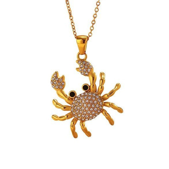 Stylish Beach Personality Diamond Crab Women's Pendant Necklace