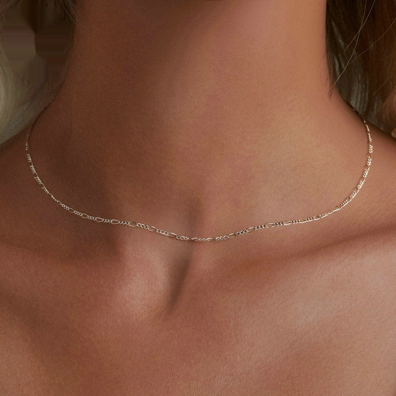 Simple Side Silver Necklace Jewelry Women