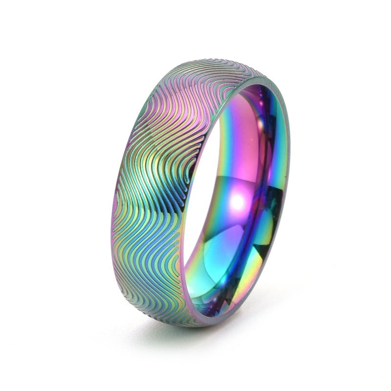 Unisex Style Wave Pattern Ring Wear Personalized Stainless Steel