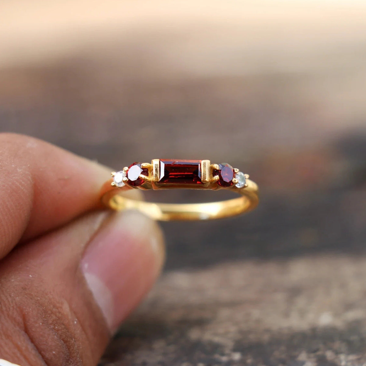 S925 Sterling Silver Inlaid Redstone Ring For Women