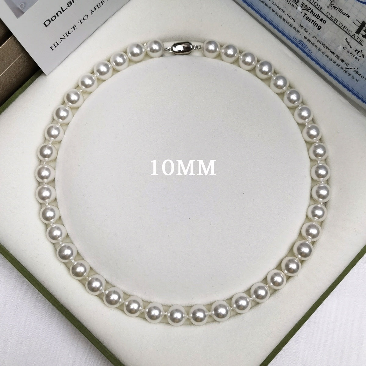 925 Silver Ingot Buckle Strong Light High Quality Shell Pearls Australian White Necklace