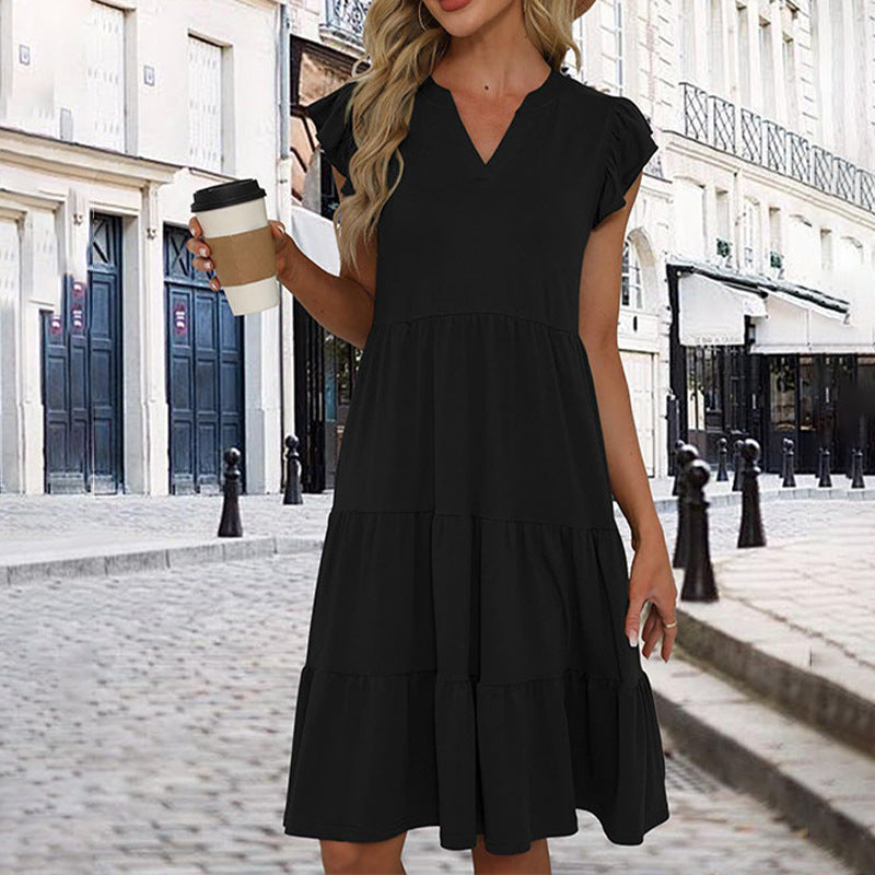 New Women's Spring And Summer Casual Loose V-neck Dress