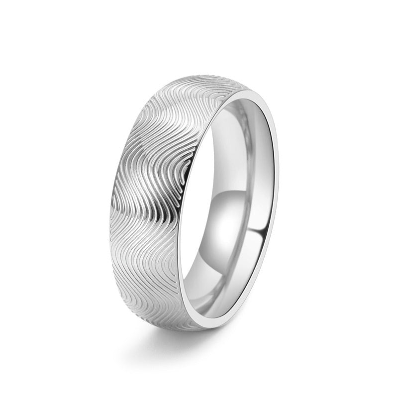 Unisex Style Wave Pattern Ring Wear Personalized Stainless Steel