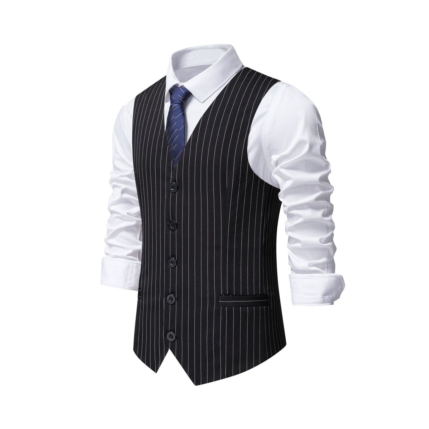 New Men's Striped Suit Vest Fashion Business Formal Wear