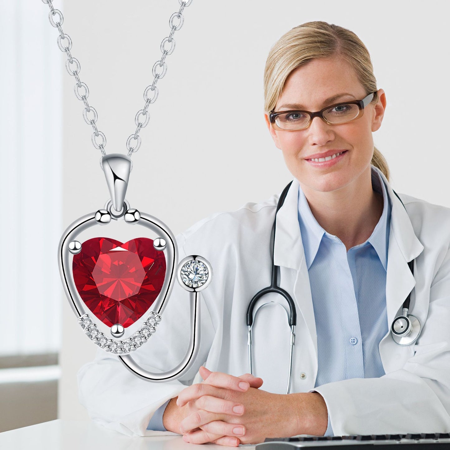 Women's Fashion Wings Cross Stethoscope Necklace