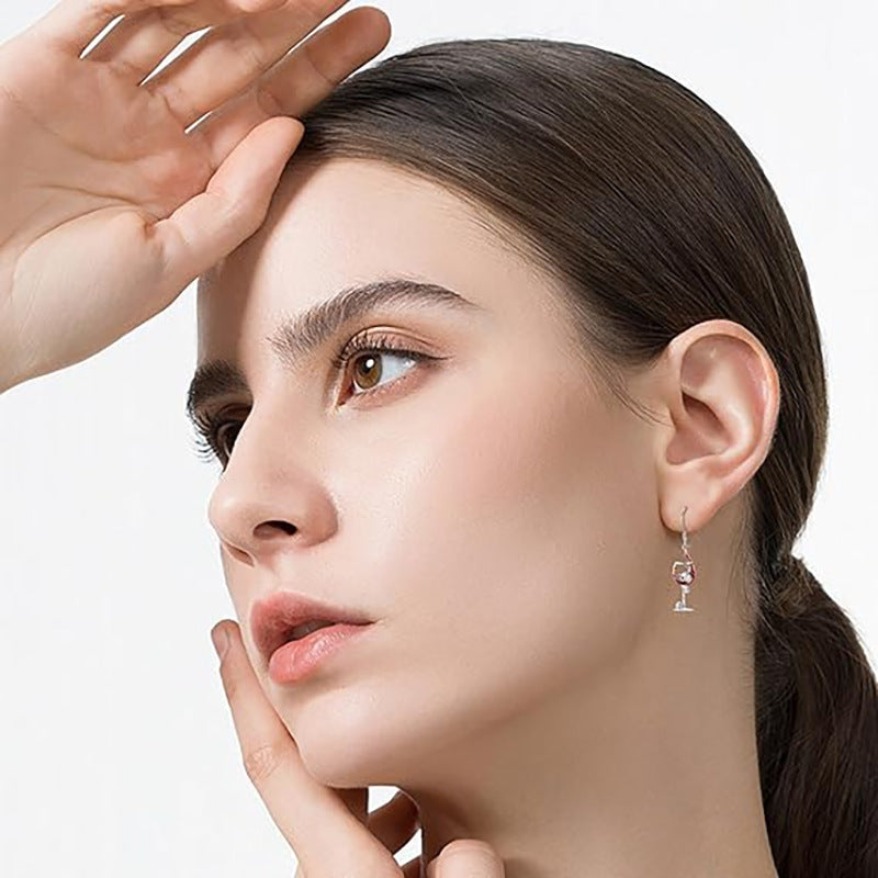 Halloween Skull Wine Glass Creative Earrings European And American