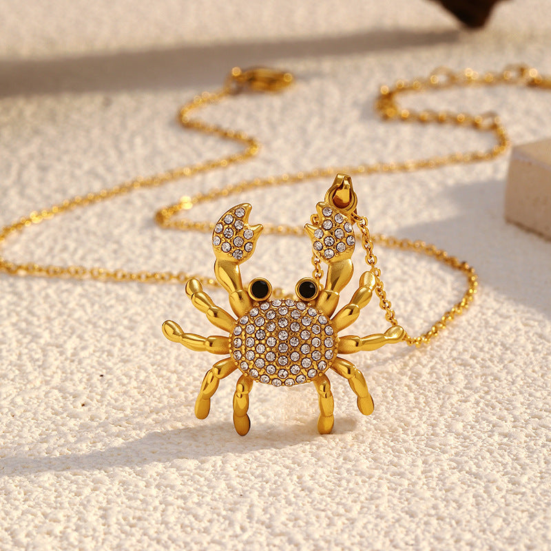 Stylish Beach Personality Diamond Crab Women's Pendant Necklace