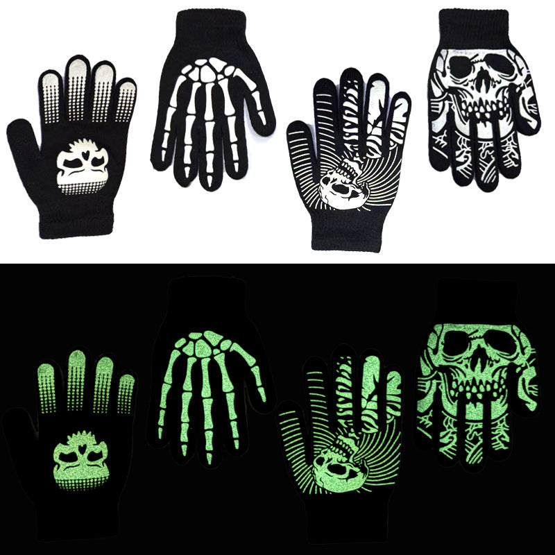 Halloween Skull Luminous Riding Non-slip Gloves