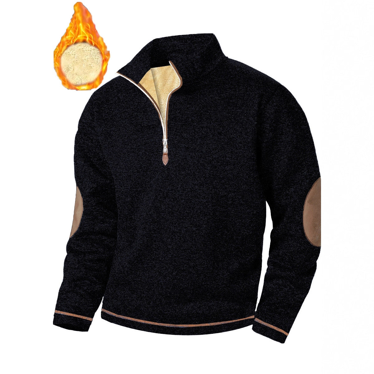Men's Stand-up Collar Thick Zipper Sweater Jacket Casual Jacquard