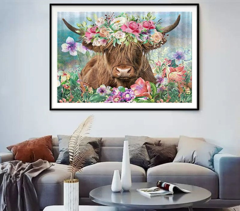 New Diamond Painting Cow And Flower 5d Diamond Painting Cow Living Room Decorative Painting