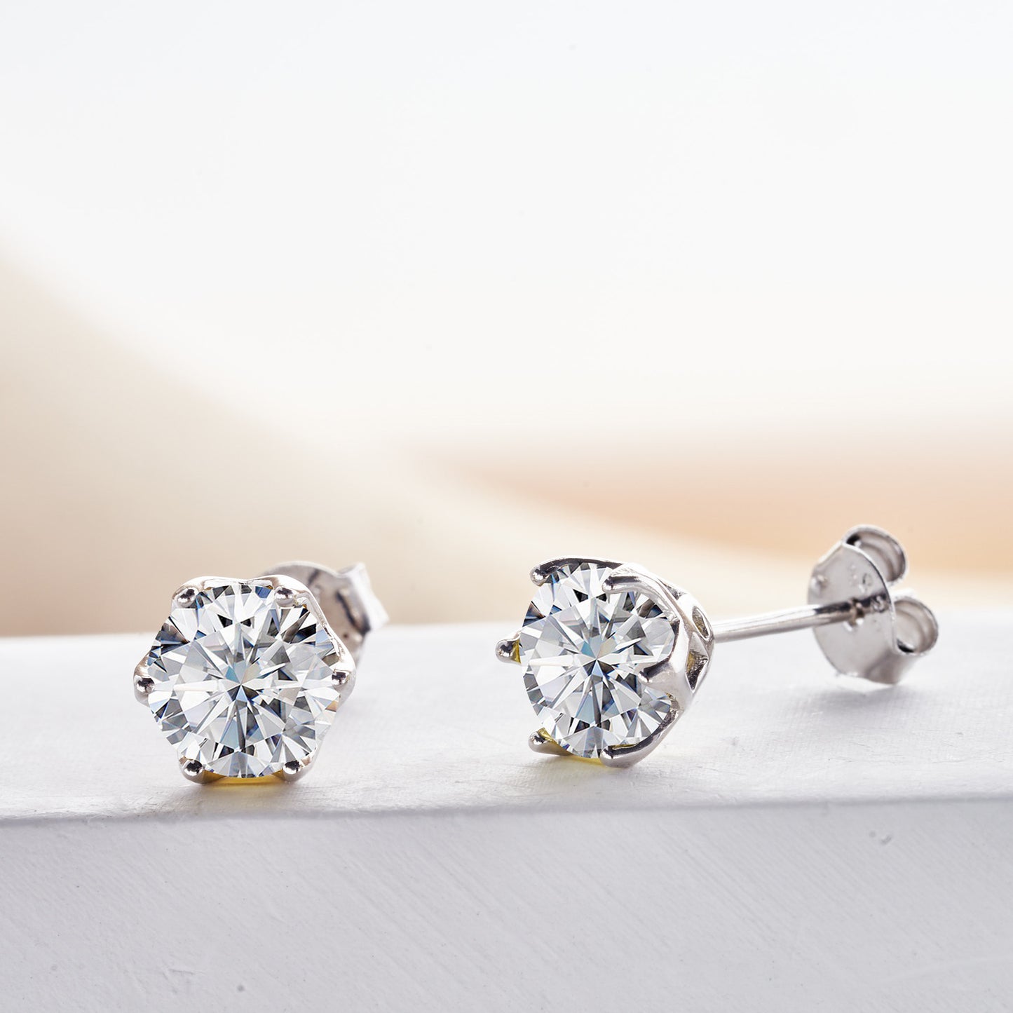 Micro Inlaid Moissanite Stud Earrings Female S925 Sterling Silver