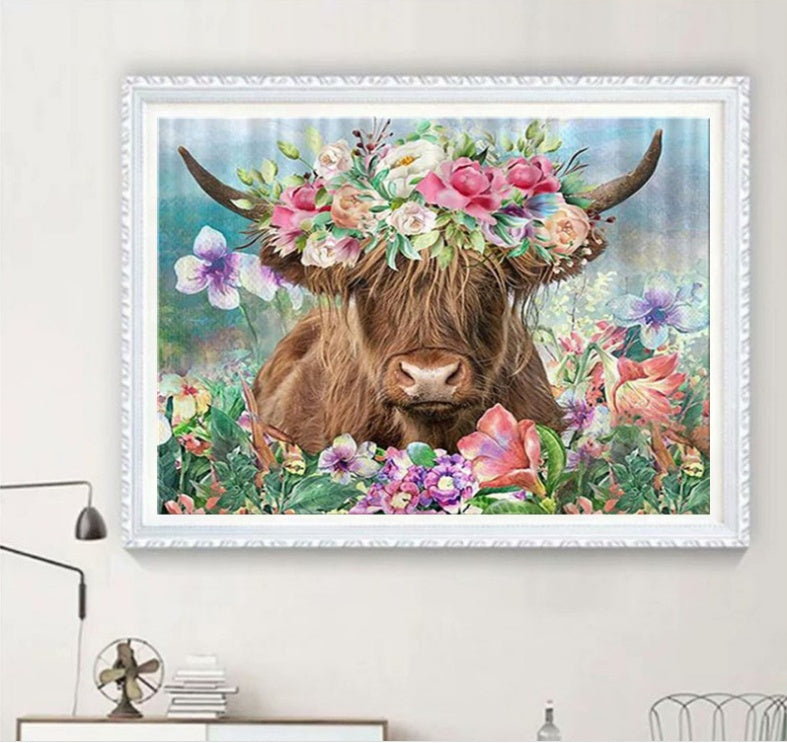 New Diamond Painting Cow And Flower 5d Diamond Painting Cow Living Room Decorative Painting