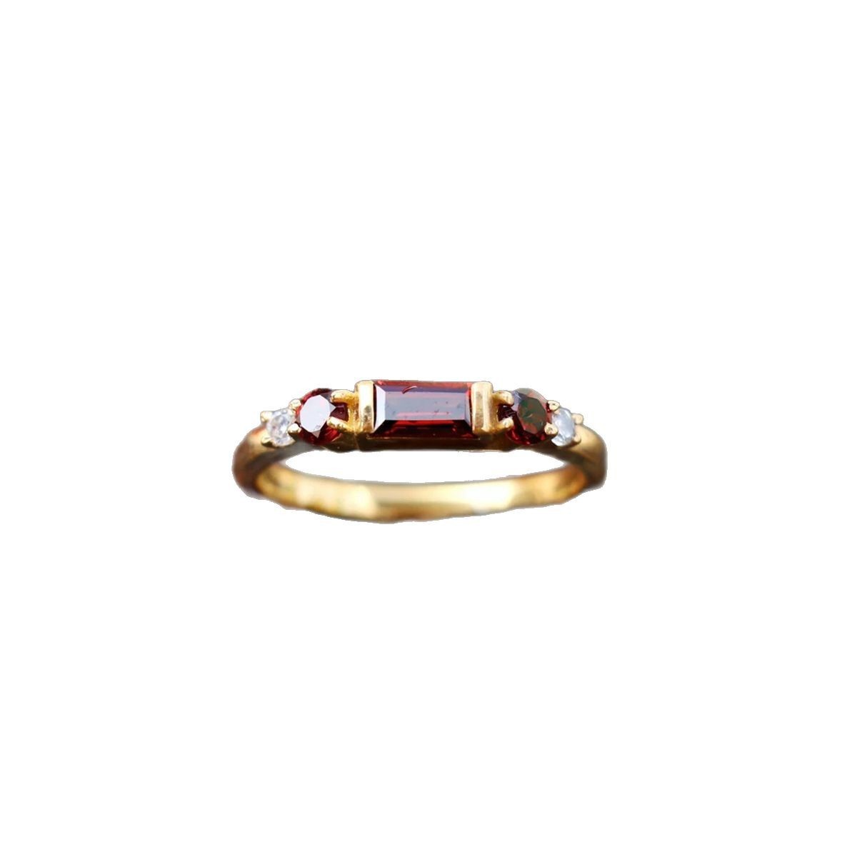 S925 Sterling Silver Inlaid Redstone Ring For Women