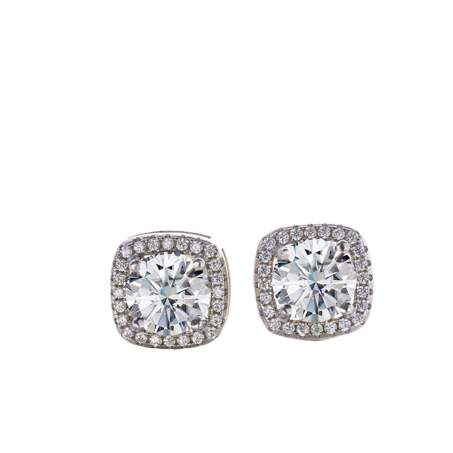 Micro Inlaid Moissanite Stud Earrings Female S925 Sterling Silver