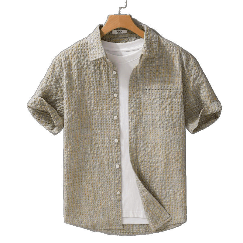 Summer New Fashion Trendy Loose Thin Shirt Plaid Men Clothing