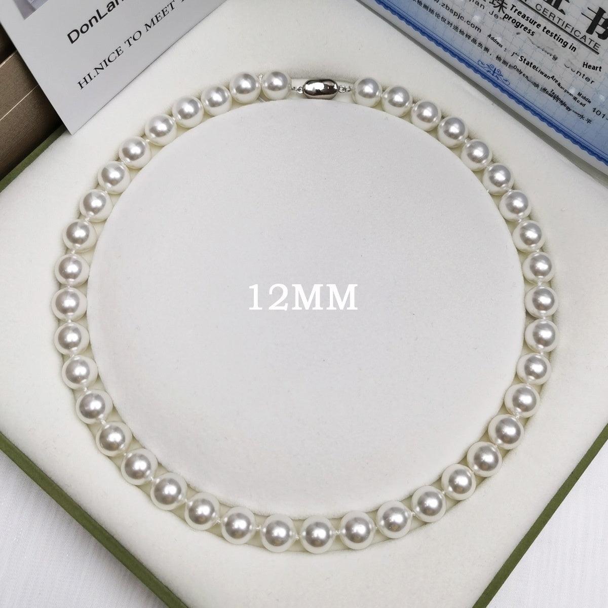 925 Silver Ingot Buckle Strong Light High Quality Shell Pearls Australian White Necklace