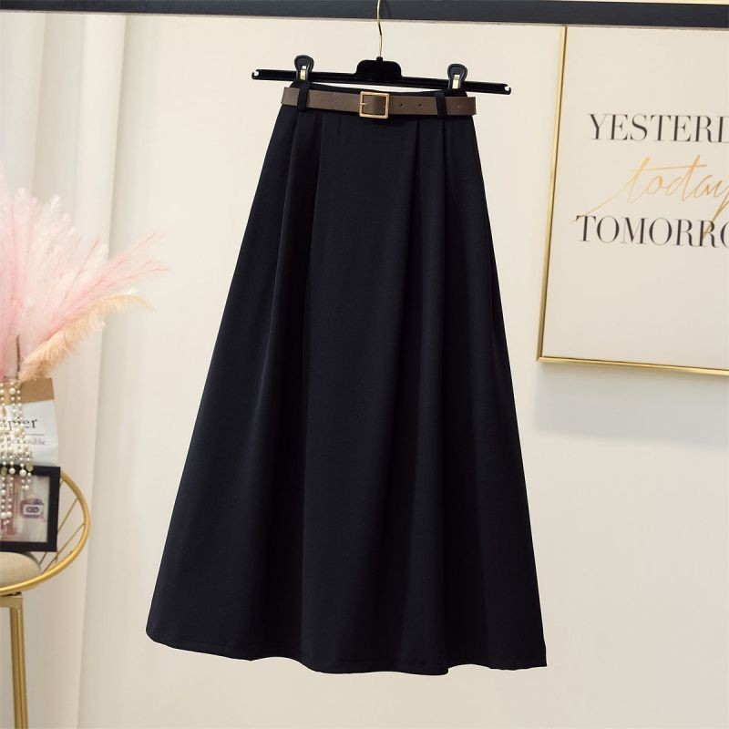 Summer High Waist Drooping Large Skirt Over-the-knee Skirt Women