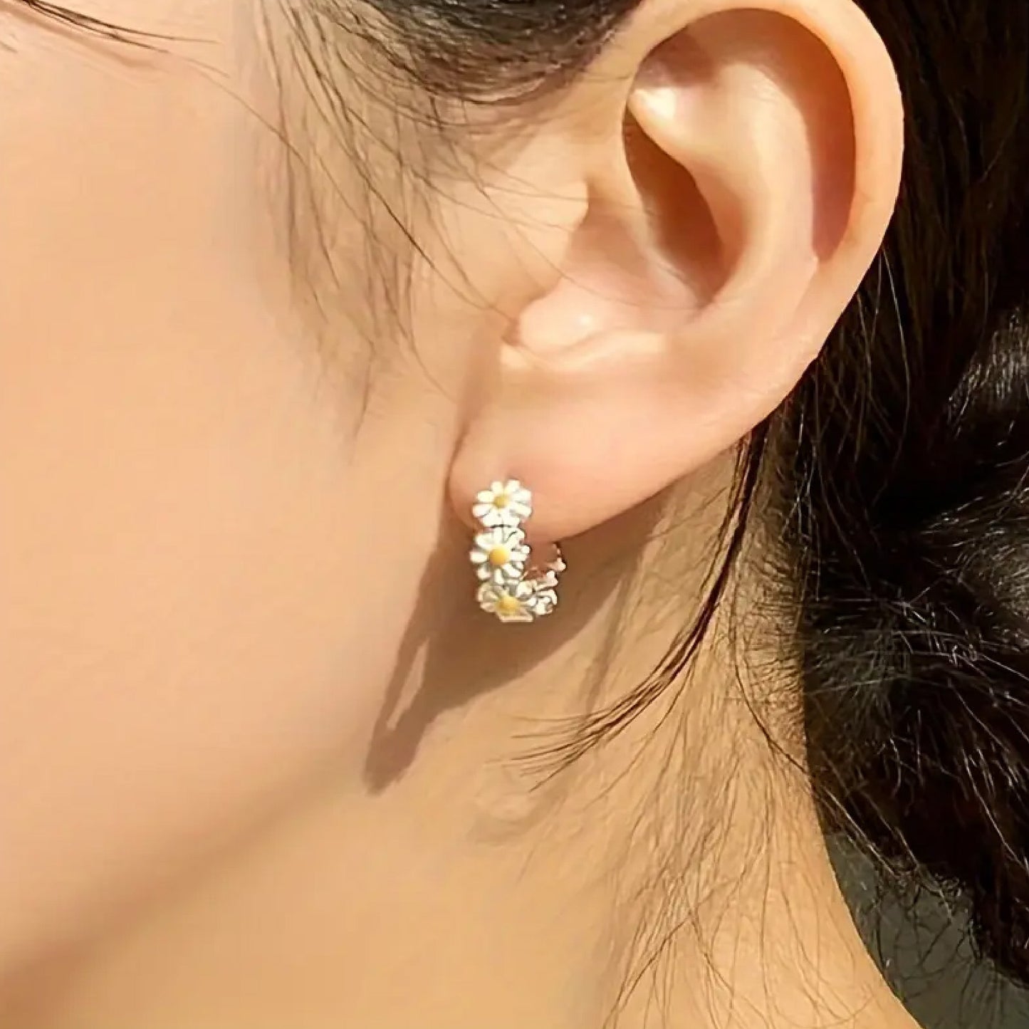 Fashion Daisy Flower Ring Earrings Suitable For Daily And Party Wear Vacation Beach Accessories