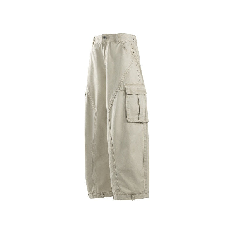 Large Pocket Design Men's And Women's Loose Wide-leg Workwear Trousers
