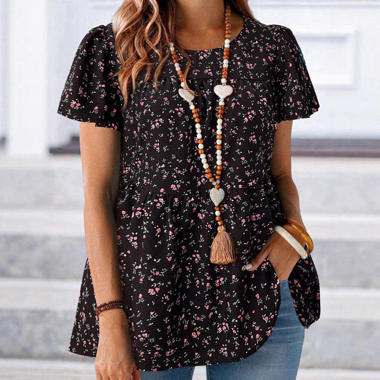 Women's Floral Sweet Short-sleeved Top