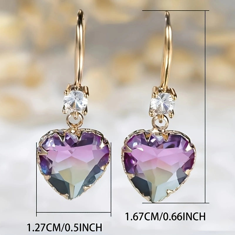 Fashion Glass Crystal Love Heart Earrings Women