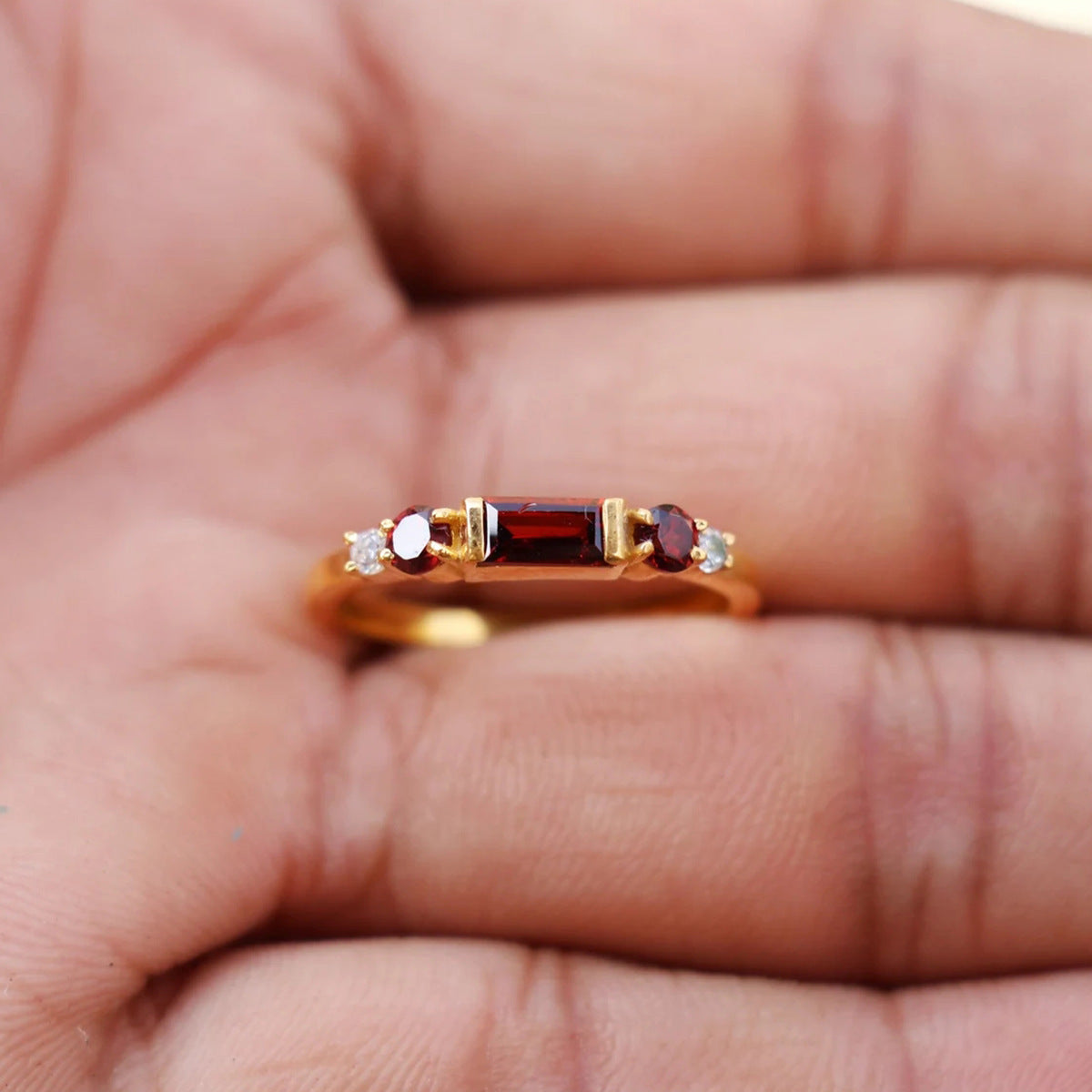 S925 Sterling Silver Inlaid Redstone Ring For Women