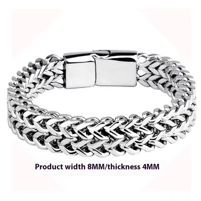 Hip Hop Stainless Steel Front And Back Men's Bracelet Simple