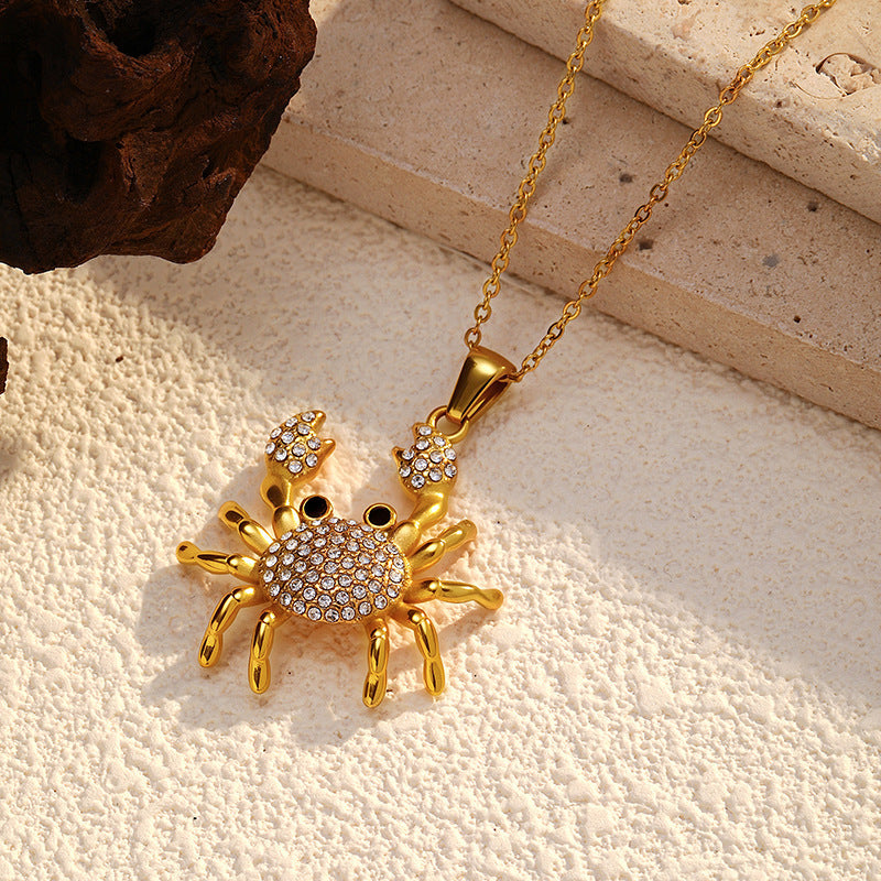 Stylish Beach Personality Diamond Crab Women's Pendant Necklace