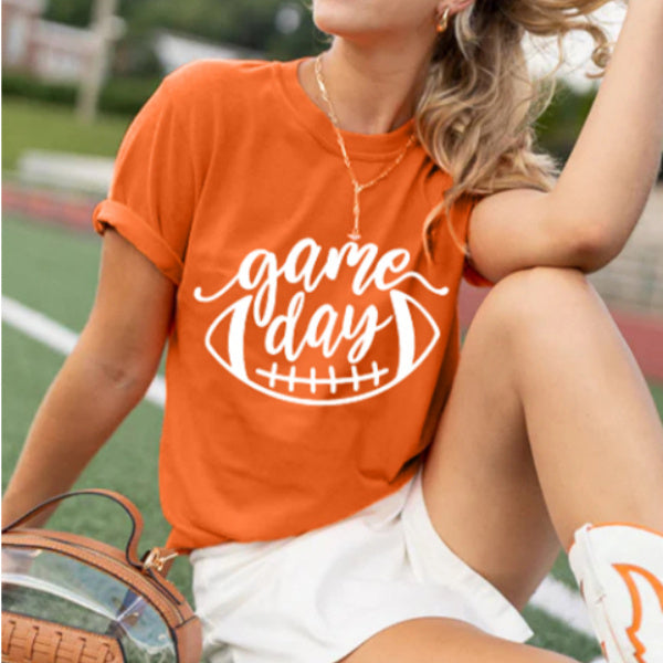 Orange Match Day Football Women's Printed Wear T-shirt