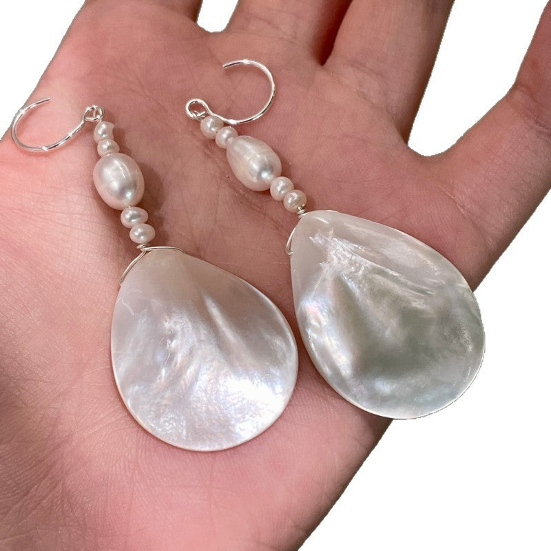 Water Drop White Butterfly Shell Eardrops White Shell Natural Pearl Earrings