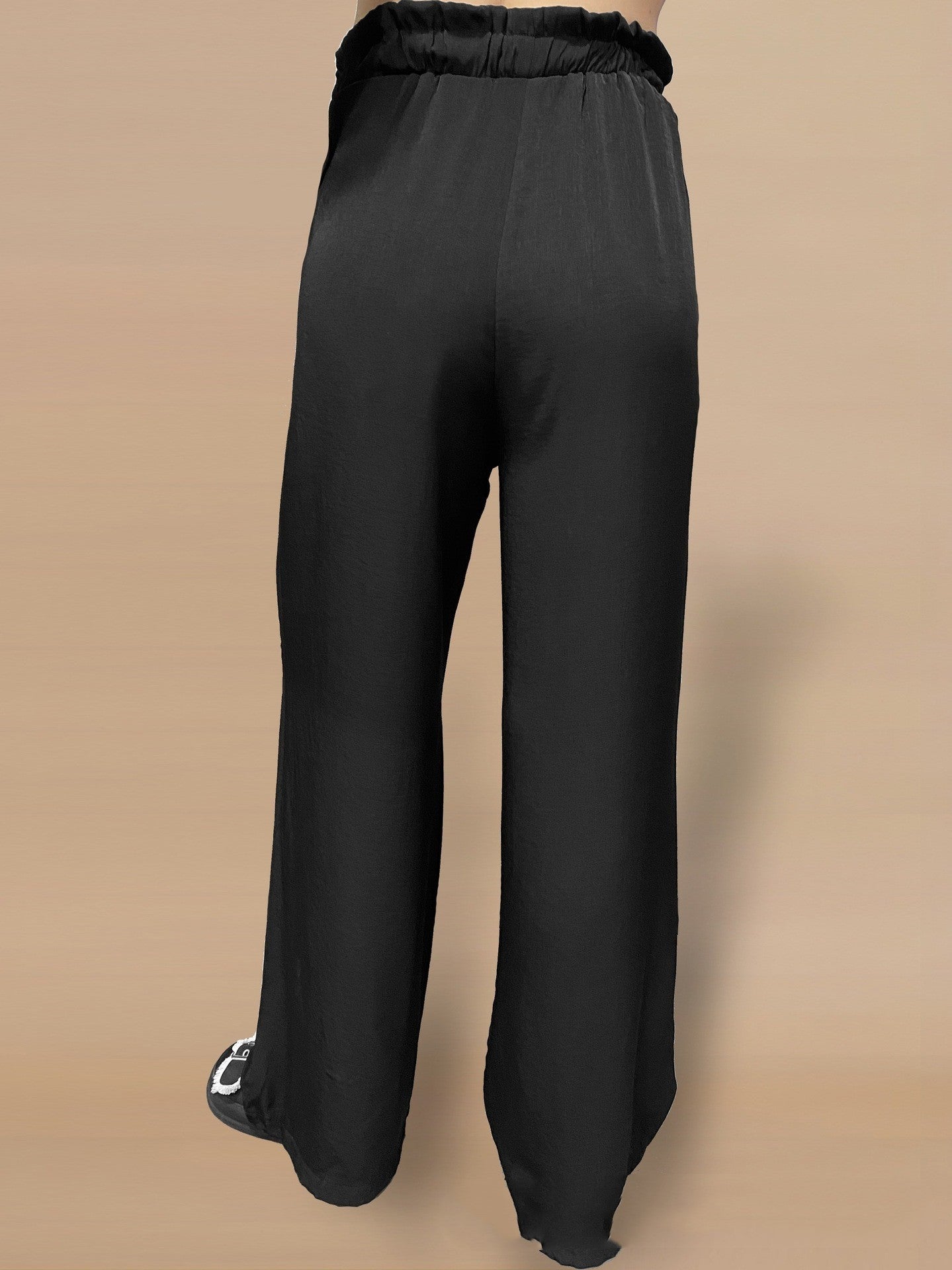 Plus Size Solid Color Loose Lace-up Wide Leg Trousers