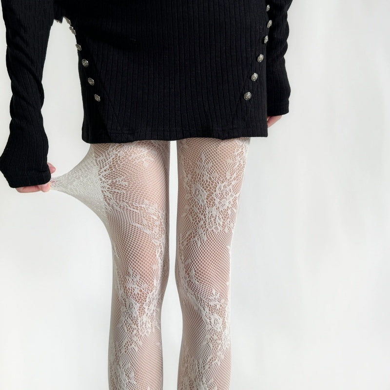 Retro Hollow Flower Mesh Hot Girl Jacquard Mesh Stockings