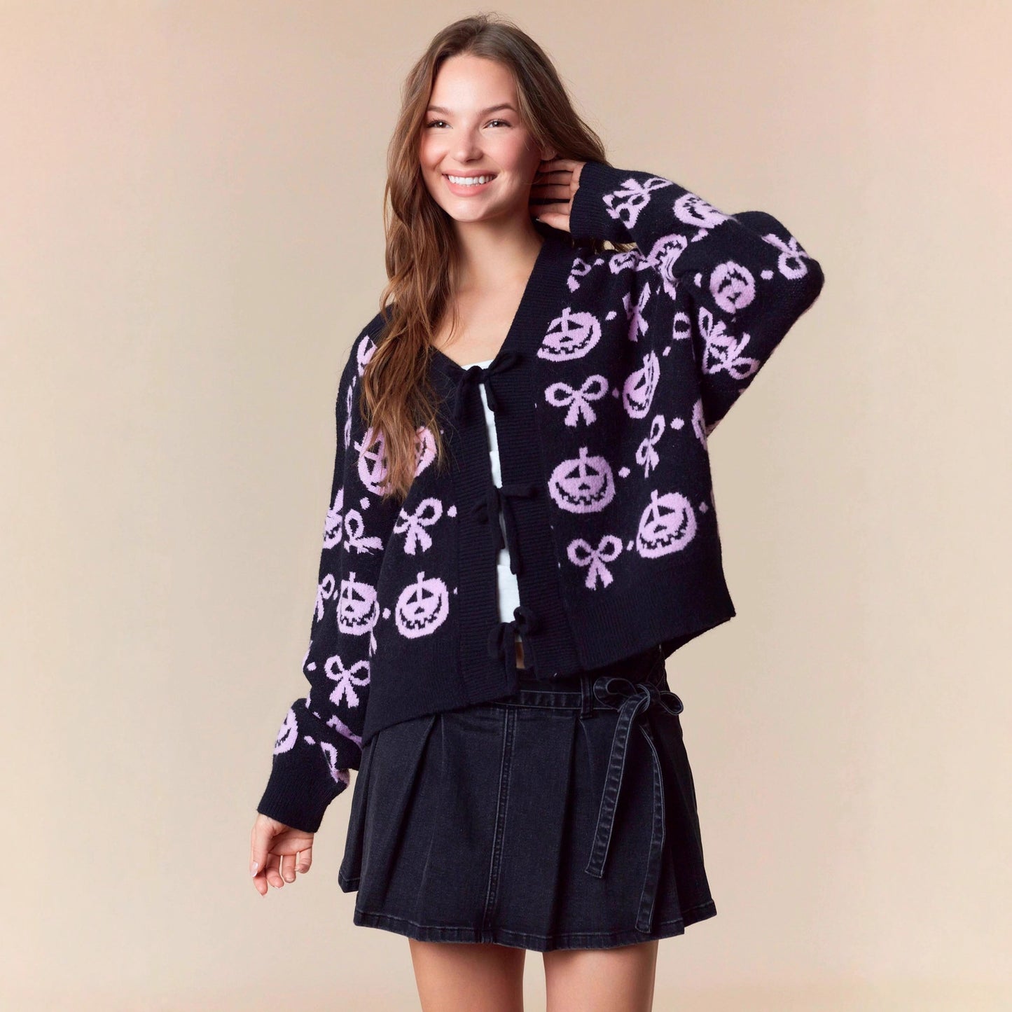 New Jacquard V-neck Cardigan Women's Long-sleeved Sweater