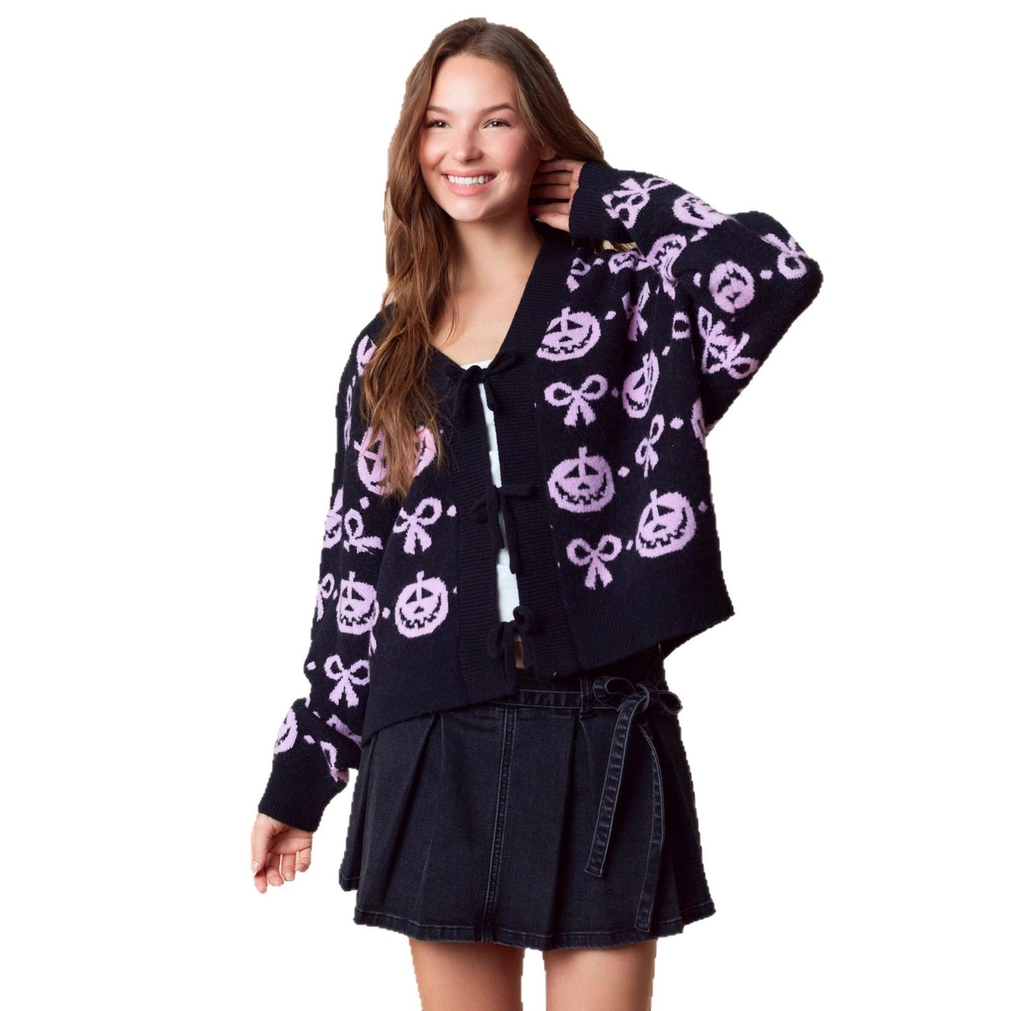 New Jacquard V-neck Cardigan Women's Long-sleeved Sweater