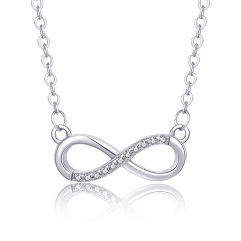 Japanese And Korean Sweet Art Micro Rhinestone 8-shaped Clavicle Necklace