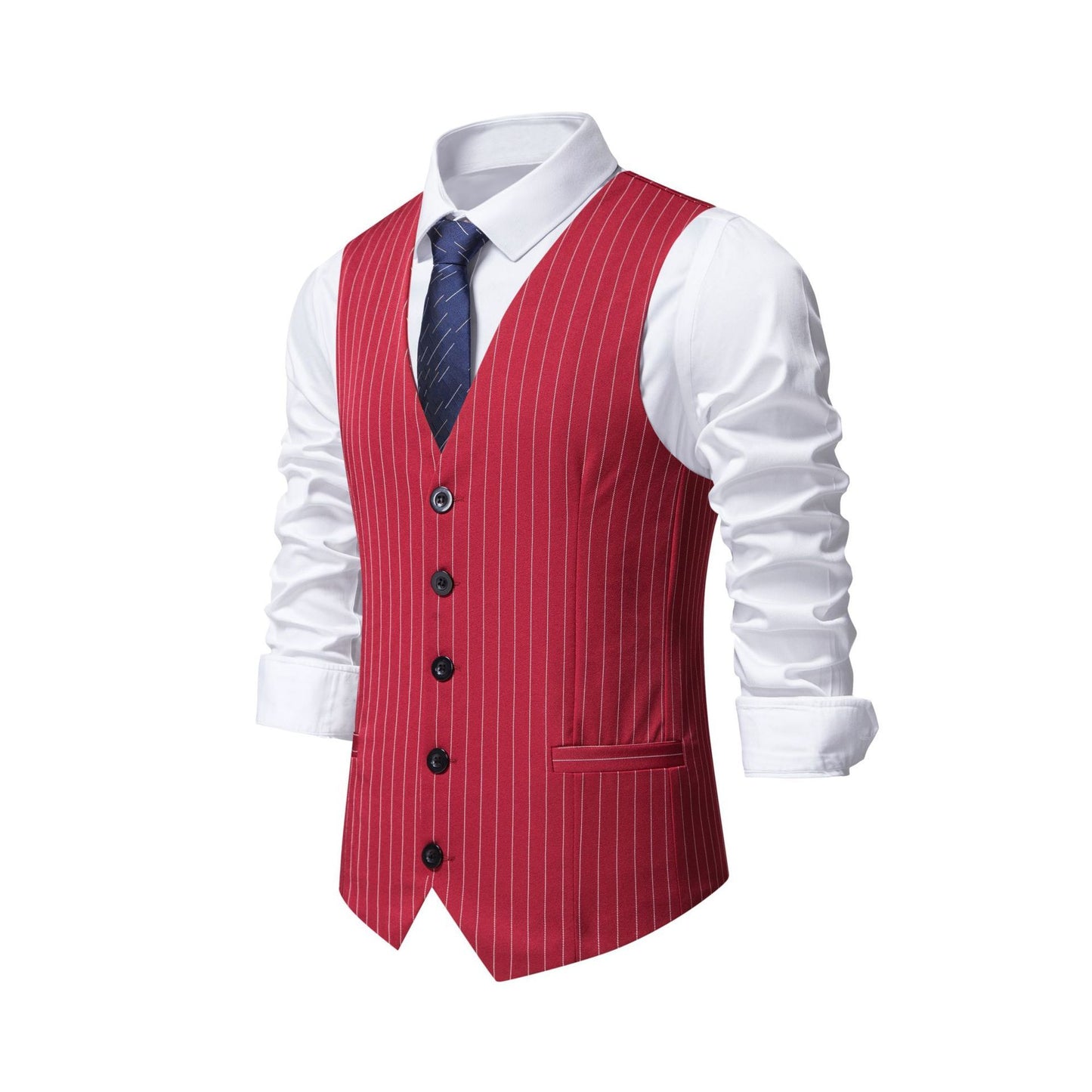 New Men's Striped Suit Vest Fashion Business Formal Wear