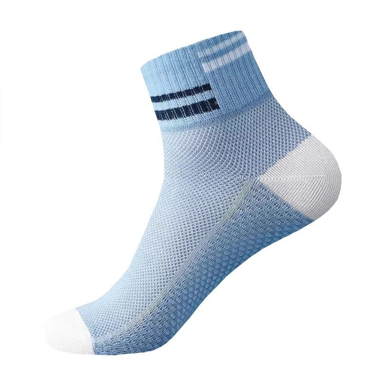 Mesh Breathable Solid Color Polyester Cotton Short Tube Massage Footbed Athletic Socks