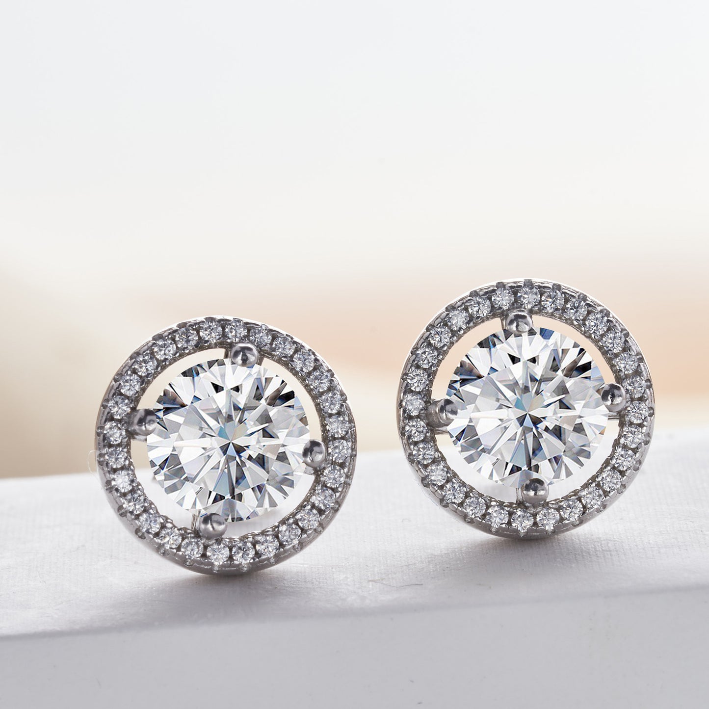 Micro Inlaid Moissanite Stud Earrings Female S925 Sterling Silver