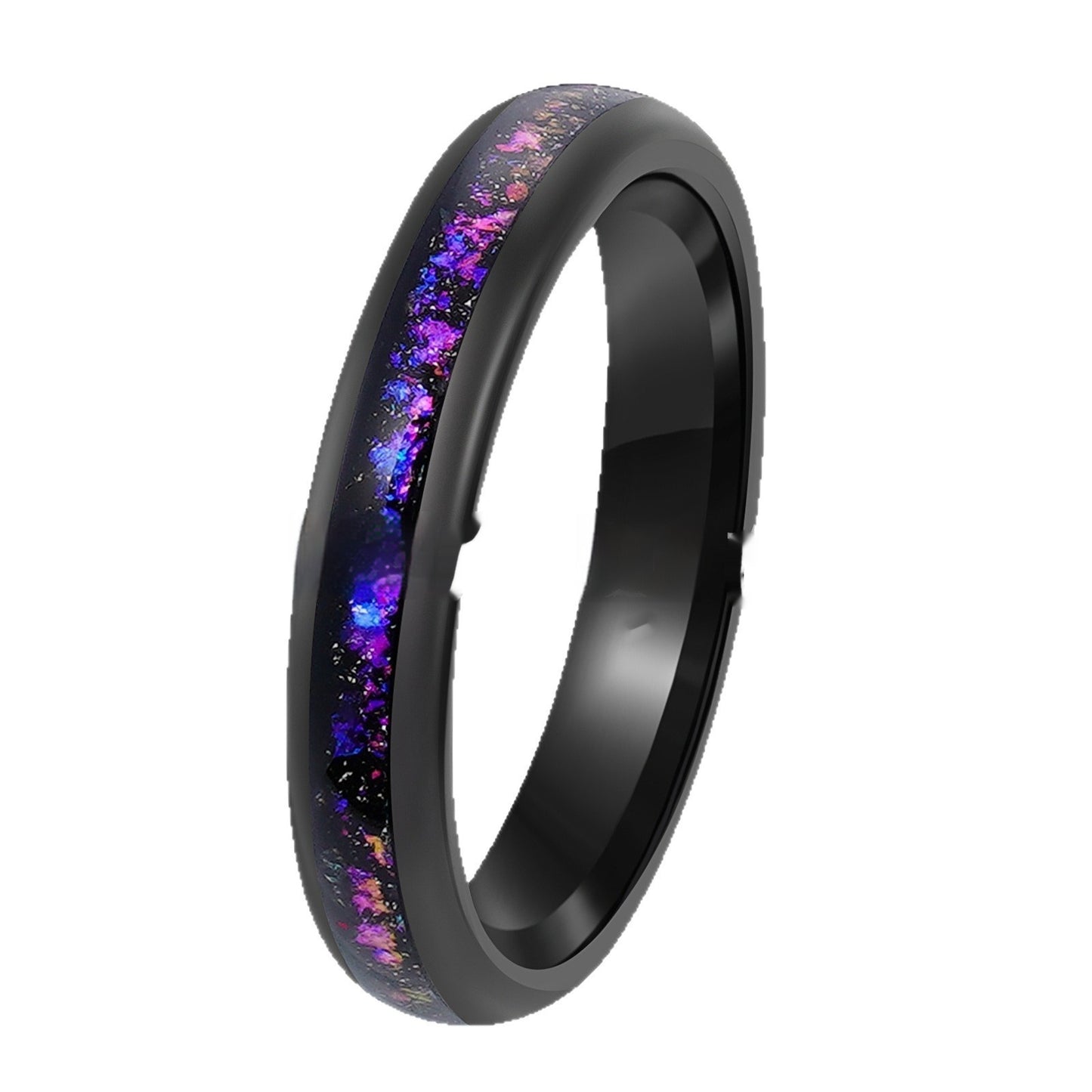 Galaxy Tungsten Ring Electroplated Black Inlaid