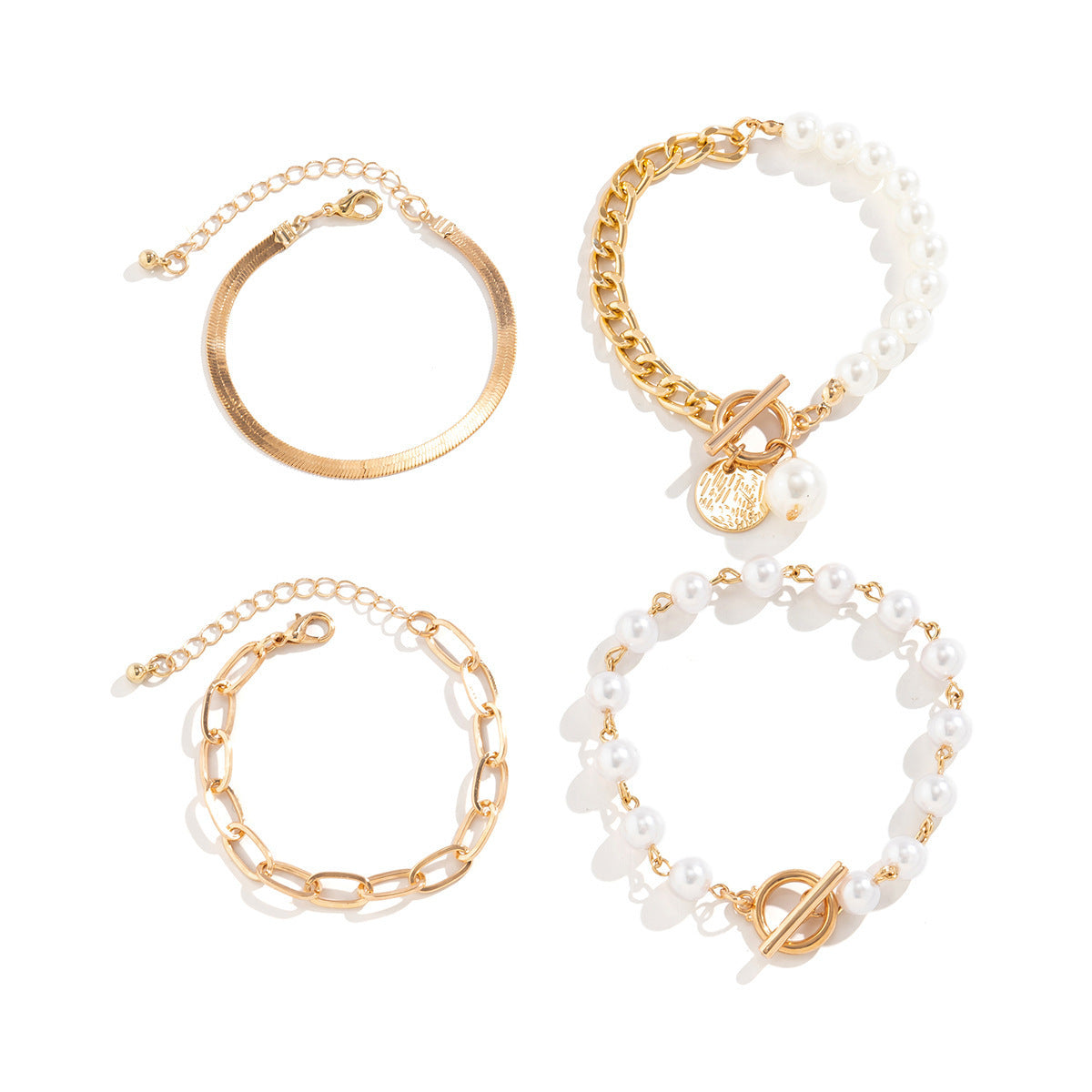 Sweet Cool Multi-portrait Pearl Bracelet Set