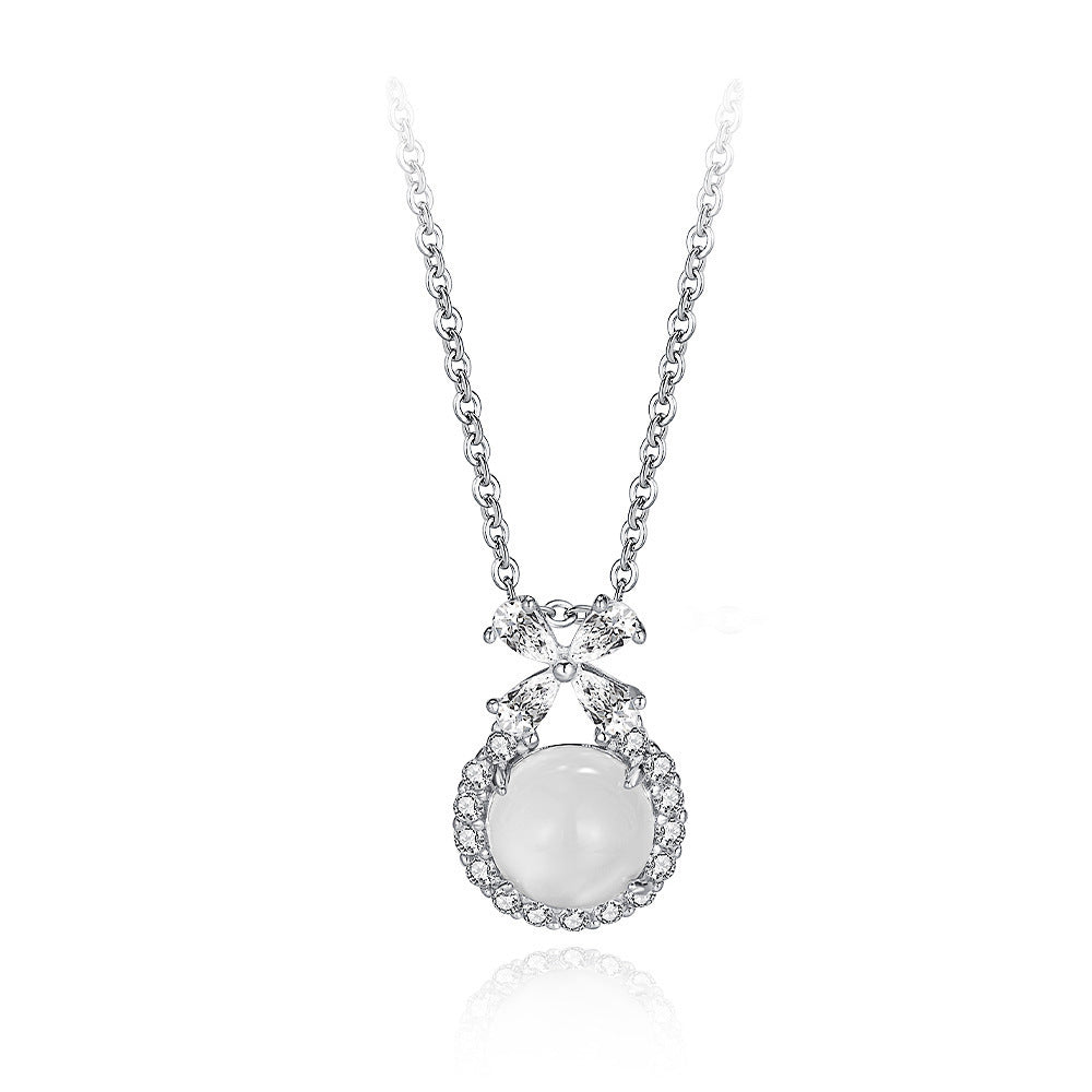 Affordable Luxury Fashion Flower Ring Iced Chalcedony Pendant Necklace