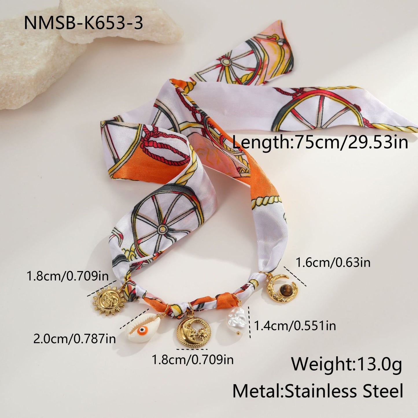 Affordable Luxury Silk Scarf Necklace Stainless Steel Bracelet Vacation Style High Sense