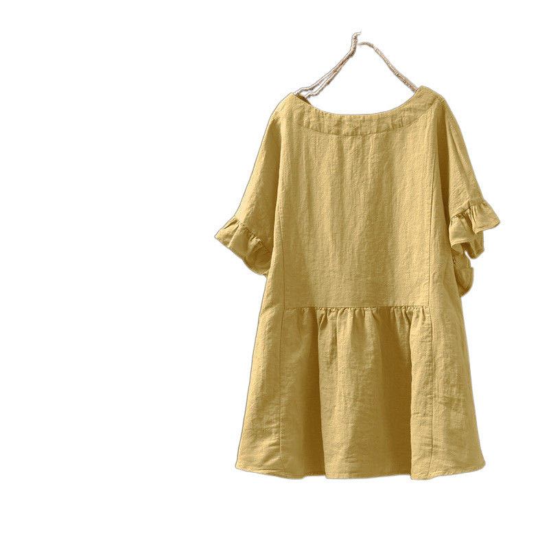 Ruffled Loose Plus Size Top For Ethnic Style Shirt Women