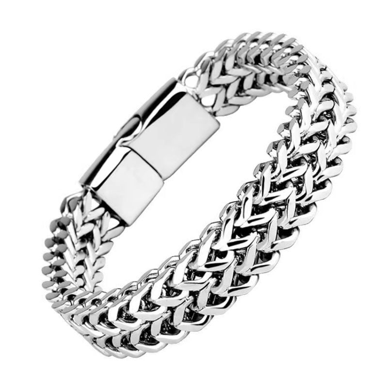 Hip Hop Stainless Steel Front And Back Men's Bracelet Simple