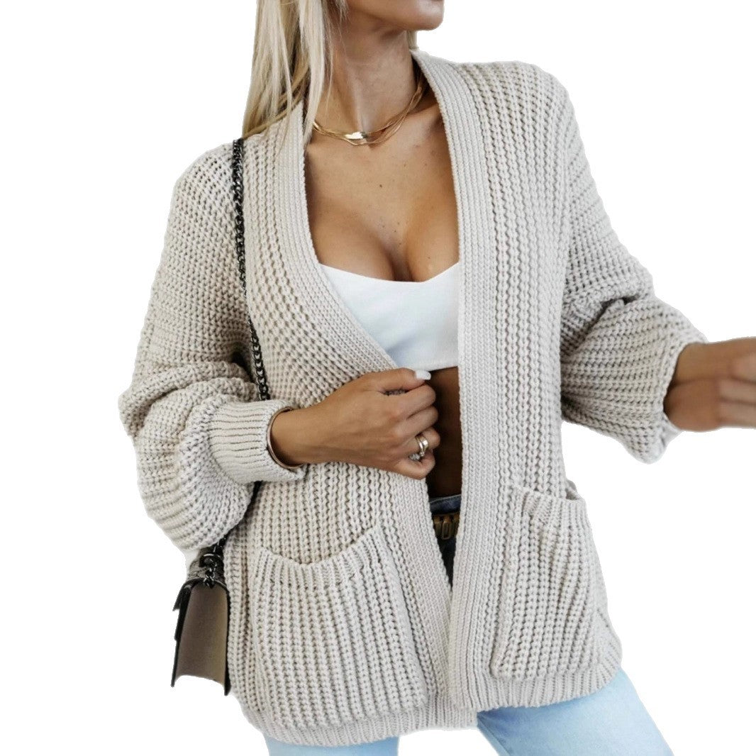 Casual Loose Pockets Women's Sweater