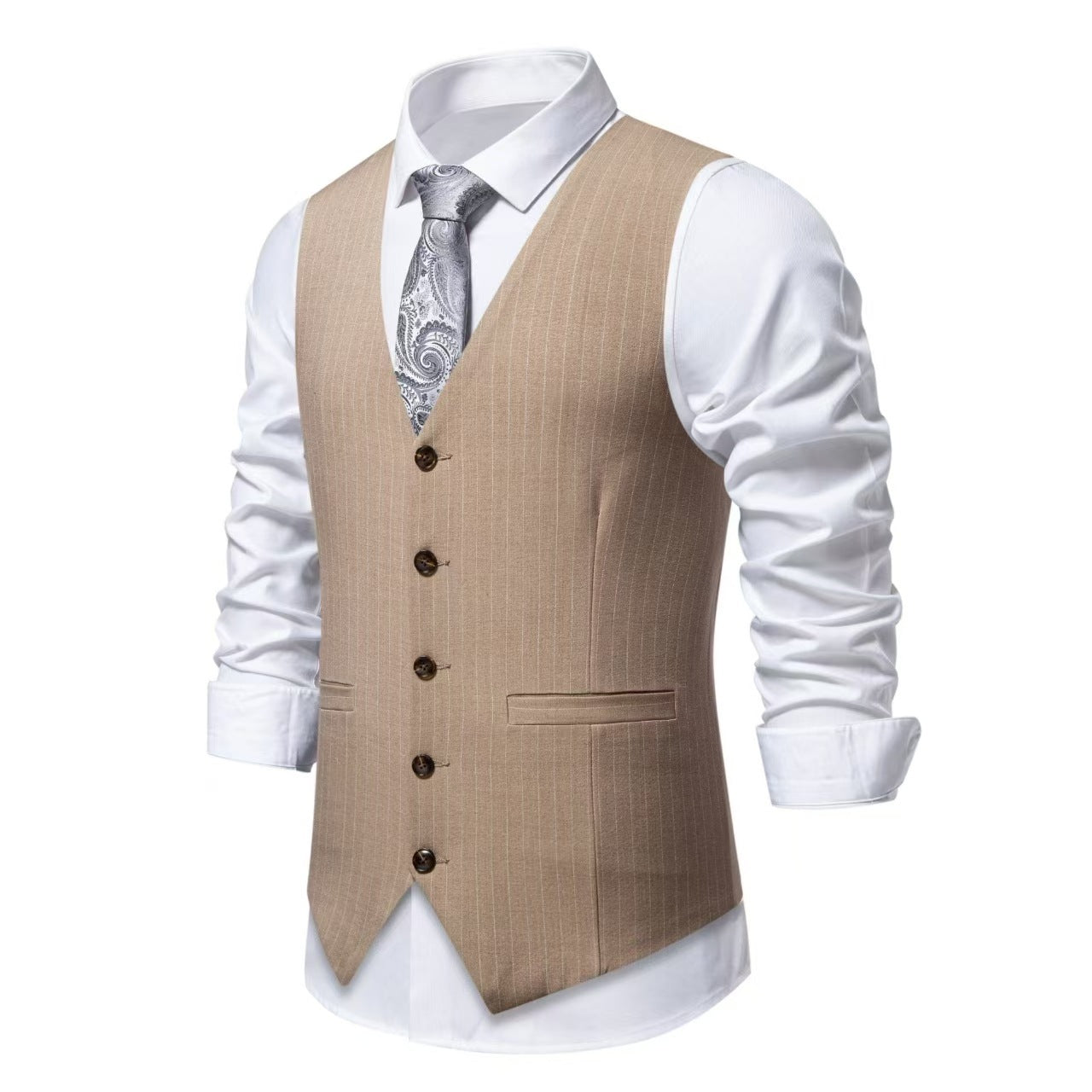 New Men's Striped Suit Vest Fashion Business Formal Wear