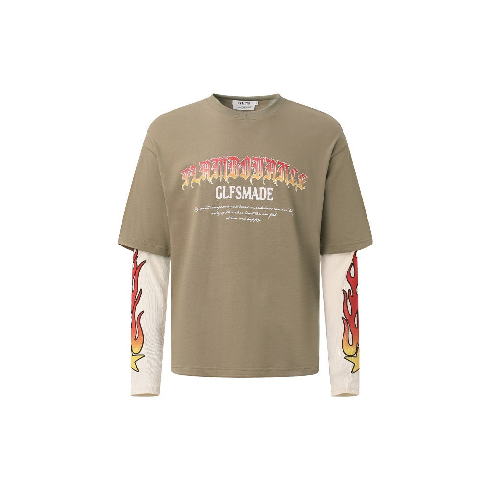 Men's Flame Print Fashion Personalized T-shirt