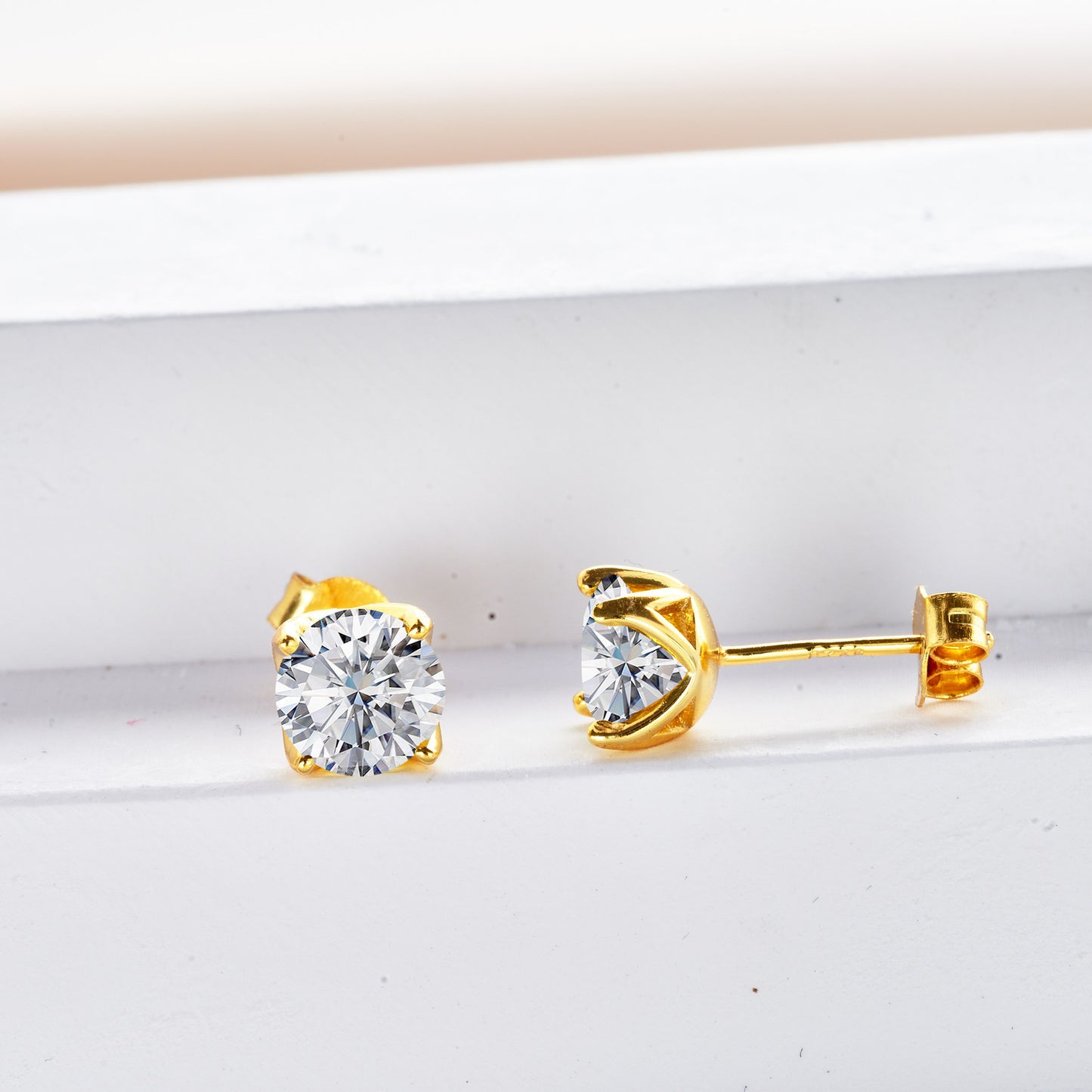 Micro Inlaid Moissanite Stud Earrings Female S925 Sterling Silver