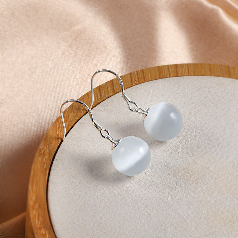 All-matching Opal Ear Hook 925 Sterling Silver Shell Pearl Earrings High-grade Female Earrings